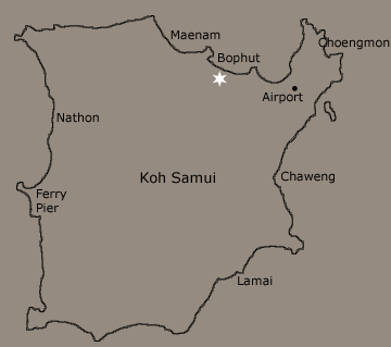 Location map of Baan Sawan- private villa vacation rental on Koh Samui, Thailand, by Samui Holiday Homes