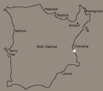 Location map of Villa Manola- private sea front house for vacation rental on Koh Samui, Thailand, by Samui Holiday Homes